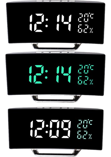 Beyaz Yeşil LED Dijital Çalar Saat 12/24 Saat Otomatik Karartma Sıcaklık ve Nem Göstergeli Oturma Odası Yurt Rafı Sınıf Masa Üstü (Yurt Dışından)