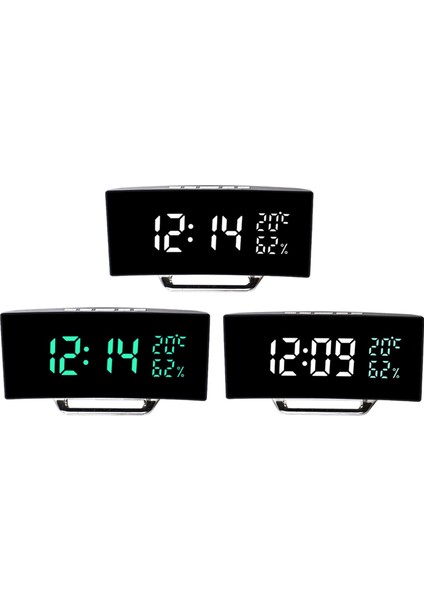Beyaz Yeşil LED Dijital Çalar Saat 12/24 Saat Otomatik Karartma Sıcaklık ve Nem Göstergeli Oturma Odası Yurt Rafı Sınıf Masa Üstü (Yurt Dışından)