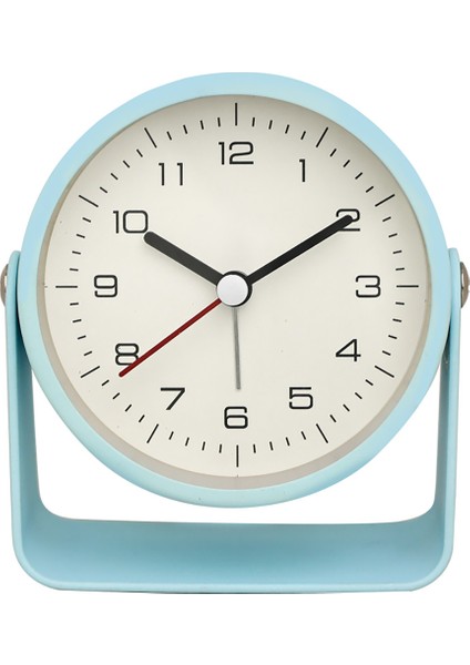 Açık Mavi 3.9 "pil Kumandalı Antika Retro Analog Çalar Saat Küçük Sessiz Başucu Masa Saati 360 Dönen Geçmeyen Saat (Yurt Dışından)