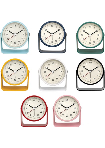 Açık Mavi 3.9 "pil Kumandalı Antika Retro Analog Çalar Saat Küçük Sessiz Başucu Masa Saati 360 Dönen Geçmeyen Saat (Yurt Dışından)