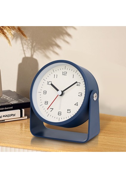 Açık Mavi 3.9 "pil Kumandalı Antika Retro Analog Çalar Saat Küçük Sessiz Başucu Masa Saati 360 Dönen Geçmeyen Saat (Yurt Dışından)