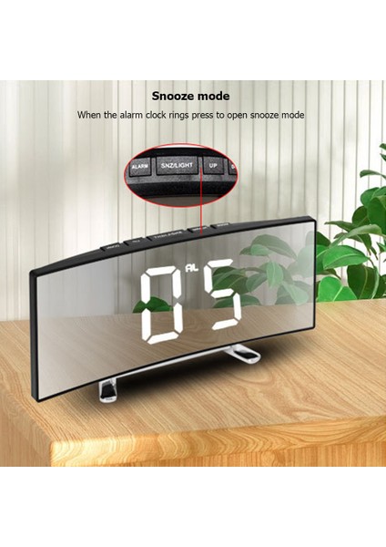 Beyaz Yaratıcı Ayna LED Dijital Saat Erteleme Gece Modu Masa Çalar Saat USB Şarj/pil ile Çalışan Dilsiz Ev Ofis Yurdu Için (Yurt Dışından)