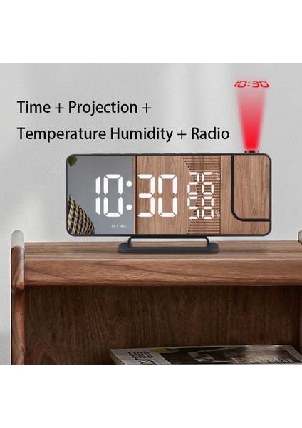 Tip B Dijital Projeksiyon Çalar Saat Sessiz LED Masa Saati Tavan Projeksiyonlu Radyo Fm Otomatik Kısıcı Ağır Uyuyan Çocuklar Yaşlılar Için (Yurt Dışından)