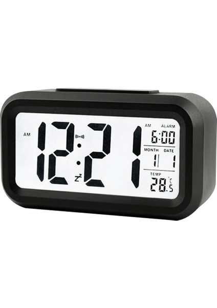 Siyah Çalar Saat Arkadan Aydınlatmalı Masaüstü Çalar Saatler Veri Zamanı Takvim Sıcaklık Göstergesi Pille Çalışan Erteleme Fonksiyonu (Yurt Dışından)