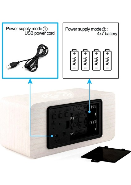 Beyaz LED Elektrikli Çalar Saat Kablosuz Telefon Şarj Cihazı Şarj Pedi Istasyonu Kablosuz Şarj Dijital Saat (Yurt Dışından) fırsatları