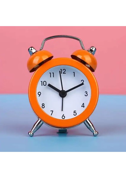 Turuncu Retro Loud Çalar Saat Çift Çan Mekanik Anahtar Yara Sessiz Pointer Çalar Saat Gece Lambası Saatler Ev Dekor Duvar Saati (Yurt Dışından)