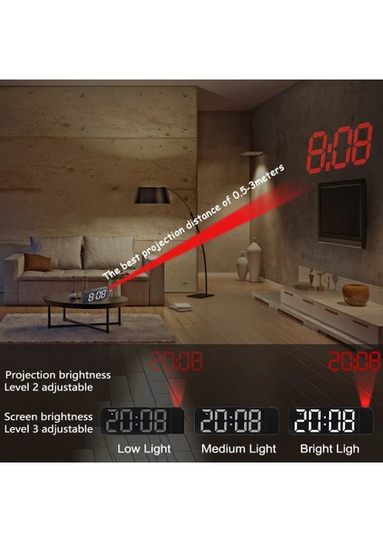 Yeşil K83 Projeksiyonlu Çalar Saat LED Dijital Masa Saatleri USB Uyanma Saati 180 Zamanlı Projeksiyonlu Erteleme Masa Saati (Yurt Dışından)