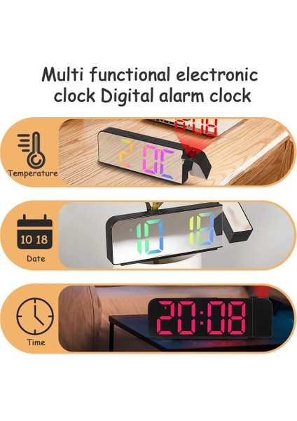 Yeşil K83 Projeksiyonlu Çalar Saat LED Dijital Masa Saatleri USB Uyanma Saati 180 Zamanlı Projeksiyonlu Erteleme Masa Saati (Yurt Dışından)