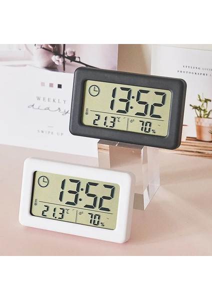Pembe Dijital Çalar Saat Masaüstü Sıcaklık LCD Dijital Termometre Masaüstü Higrometre Pille Çalışan Saat Tarih Takvimi (Yurt Dışından)