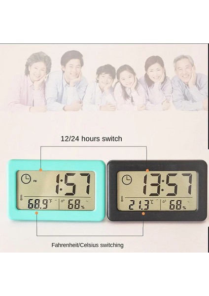 Pembe Dijital Çalar Saat Masaüstü Sıcaklık LCD Dijital Termometre Masaüstü Higrometre Pille Çalışan Saat Tarih Takvimi (Yurt Dışından)