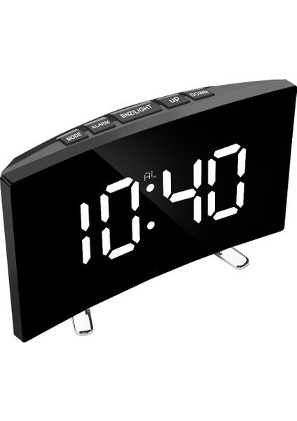 Kırmızı Yatak Odası Kavisli Kısılabilir Ayna LED Ekran Saati Büyük Sayı Masa Saati Elektrikli Gece Dijital Saat Alarm Masaüstü Izle 7 Inç (Yurt Dışından)