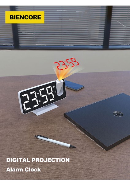 Siyah Beyaz Biencore K83 LED Dijital Projeksiyon Çalar Saat Masa Saatleri USB Uyandırma Saati 180 Zaman Projeksiyon Erteleme Masa Saati (Yurt Dışından) fiyatları
