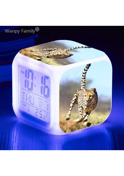 Gümüş Acinonyx Jubatus 7 Renk Değiştiren Çita LED Çalar Saat Çocuk Odası Çok Fonksiyonlu Uyanma Zamanlayıcısı Taşınabilir Masa Saati (Yurt Dışından) indirimleri