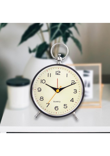Siyah Sessiz Çalar Saat Dekoratif Masa Masa Saati Mekanik Alarm Analog Çalar Saat Masa Komidin Çalışma Odası Ev Ofis (Yurt Dışından)