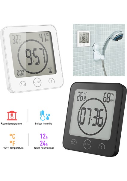 Mavi LCD Dijital Su Geçirmez Su Sıçramaları Için Banyo Duvar Saati Duş Saatleri Zamanlayıcı Sıcaklık Nem Mutfak Yıkama Odasızamanlayıcılar (Yurt Dışından) modelleri