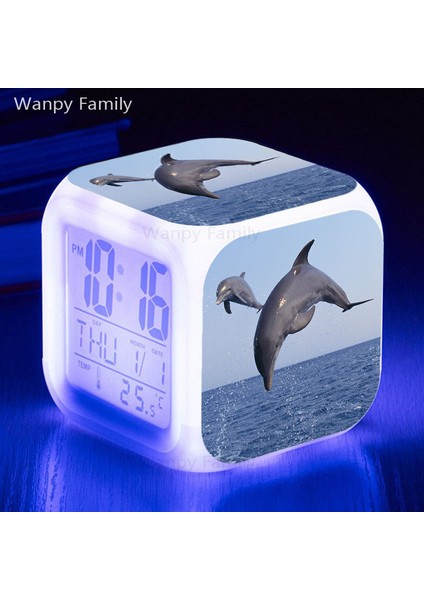 Pembe Sevimli Yunuslar LED Alarm Saati Dijital LED Saatler Reloj Despertador Özelleştirilmiş Desen Reveil Enfant Saatler Gece Işıkları Saat (Yurt Dışından) indirimleri