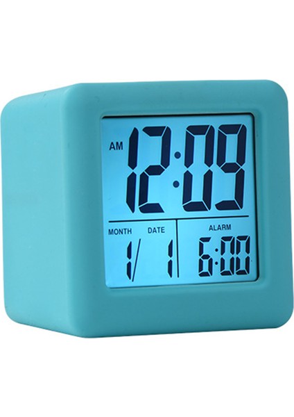Akıllı Işıklı LCD Çalar Saat Silikon Koruyucu Masaüstü Ev Ofis Sessiz Masa Zaman Göstergeli Saat (Yurt Dışından)