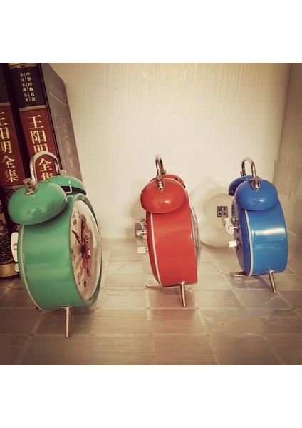 Mavi Mekanik Çalar Saat Vintage Tavuk Gagalama Pirinç Loud Çocuk Clockwork Masa Saati Aydınlık Metal Masa Dekorasyon Hediye (Yurt Dışından)