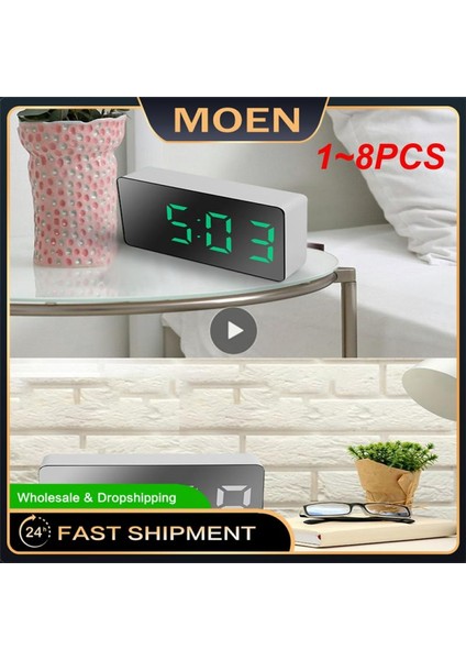 Stil A 4 Adet 1 ~ 8 Adet Aynalı Masa Saati Çok Fonksiyonlu Dijital Alarm Erteleme Ekran Süresi Gece LED Işık Masa Masaüstü Ev Dekor Hediyeler (Yurt Dışından)