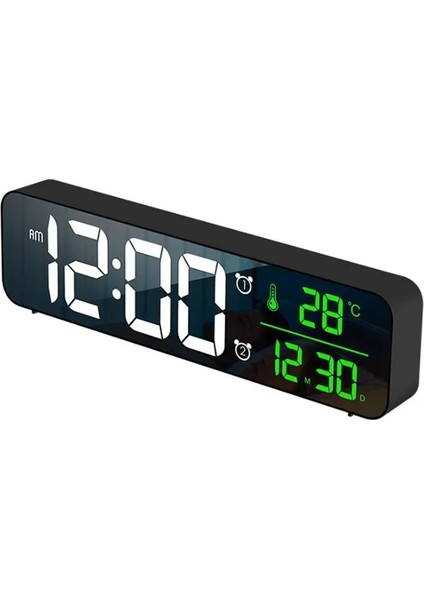 B Siyah Aynalı Mavi LED Dijital Çalar Saat Erteleme Sıcaklık Tarih Ekranı USB Masaüstü Şerit Aynalı LED Saatler Oturma Odası Içindekorasyon (Yurt Dışından) fiyatları