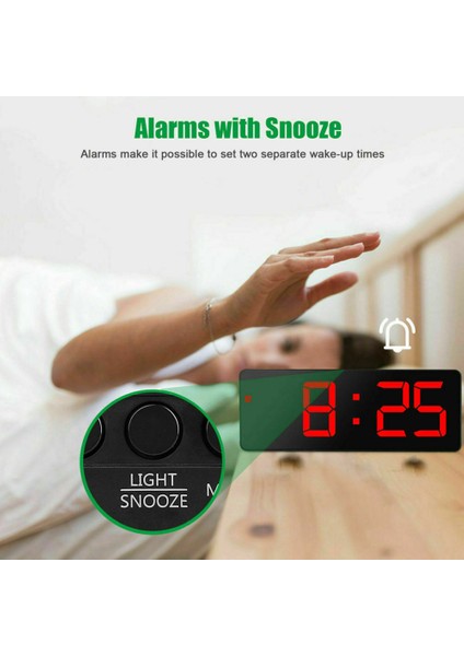 Kırmızı Dijital Ayna Çalar Saat, Makyaj Aynası Fonksiyonu, Çok Fonksiyonlu Alarm ve Sıcaklık Göstergesi, LED Ekran, USB Veya Pil (Yurt Dışından)