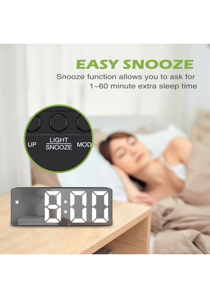 Yeşil LED Saat Dijital Alarmlı Saat Saat Sıcaklık Zaman Göstergesi ile Ev Başucu Ofis Için 3 Ayarlanabilir Parlaklık Masaüstü Saat (Yurt Dışından) modelleri