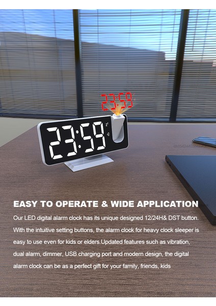 Renkli Biencore K83 LED Dijital Projeksiyon Çalar Saat Masa Saatleri USB Uyandırma Saati 180 Zaman Projeksiyon Erteleme Masa Saati (Yurt Dışından) modelleri