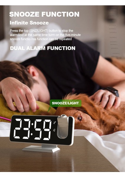 Renkli Biencore K83 LED Dijital Projeksiyon Çalar Saat Masa Saatleri USB Uyandırma Saati 180 Zaman Projeksiyon Erteleme Masa Saati (Yurt Dışından) fırsatları