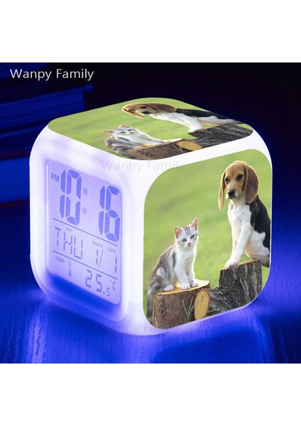 Gri Labrador Retriever 7 Renk Değiştiren LED Çalar Saat Çocuk Odası Uyanma Zamanlayıcısı Taşınabilir Masa Saati Evcil Köpek Çocuk Oyuncakları Hediyeler (Yurt Dışından)