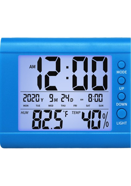 Mavi Dijital Saat Masaüstü Sıcaklık LCD Dijital Termometre Masaüstü Higrometre Zaman Tarih Takvim Pille Çalışan Ev Için (Yurt Dışından)
