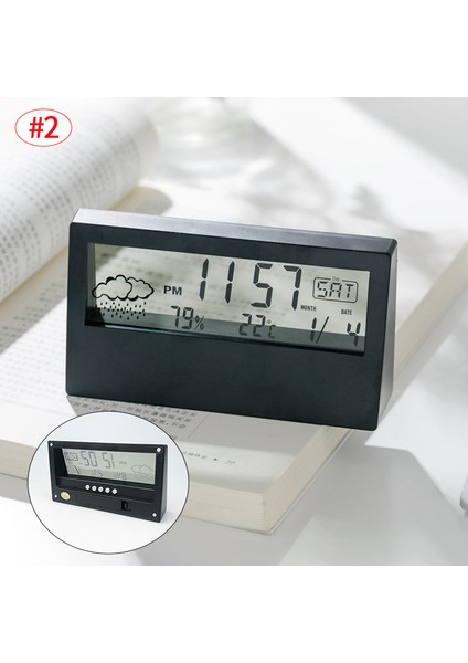 S2 Mini Dijital Çalar Saat Ins Şeffaf Ekran LED Takvim Saat Termometre Higrometre Pil Kumandalı LED Saatler Ev Dekor (Yurt Dışından)