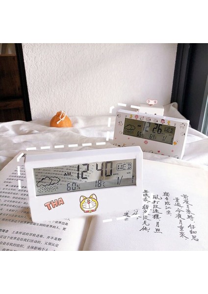 S2 Mini Dijital Çalar Saat Ins Şeffaf Ekran LED Takvim Saat Termometre Higrometre Pil Kumandalı LED Saatler Ev Dekor (Yurt Dışından) fırsatları