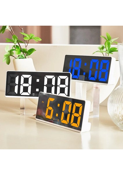 A-Turuncu Dijital Çalar Saat Ses Kontrolü Sıcaklık Erteleme Gece Modu Masaüstü Masa Saati 12/24H Rahatsız Etme Önleyici Fonksiyon LED Saatler Izle (Yurt Dışından)