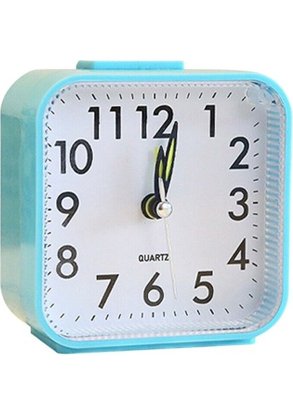 Mavi Mini Kare Basit Çalar Saat Sessiz Kuvars Pil Yatak Odası Masaüstü Gece Lambası Dijital Alarmlı Saat Saat Ev Dekorasyon (Yurt Dışından)