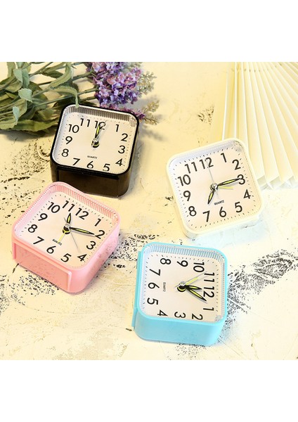 Mavi Mini Kare Basit Çalar Saat Sessiz Kuvars Pil Yatak Odası Masaüstü Gece Lambası Dijital Alarmlı Saat Saat Ev Dekorasyon (Yurt Dışından) modelleri