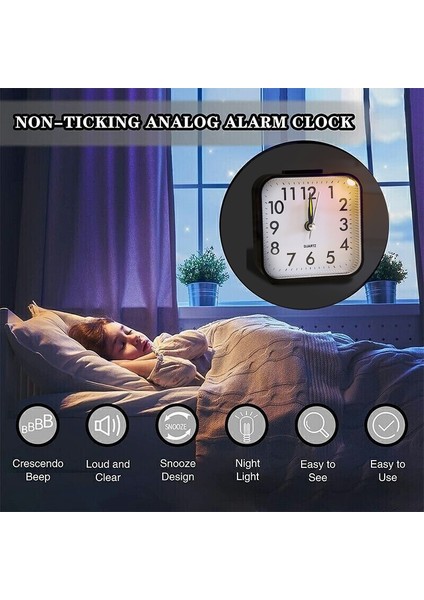 Mavi Mini Kare Basit Çalar Saat Sessiz Kuvars Pil Yatak Odası Masaüstü Gece Lambası Dijital Alarmlı Saat Saat Ev Dekorasyon (Yurt Dışından) indirimleri