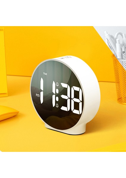 Beyaz LED Çalar Saat Dijital Bluetooth Hoparlör Çalar Saat Çift Alarm Modu Zaman Gece Lambası Ekran Masaüstü Saat Erteleme Çalar Saat (Yurt Dışından)
