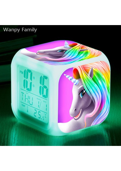 Temizle Pembe Unicorn Çalar Saat 7 Renk Parlayan LED Dijital Alarmlı Saat Saat Unicorn Çocuklar Doğum Günü Hediyesi Çok Fonksiyonlu Aydınlık Saatler Saat (Yurt Dışından)