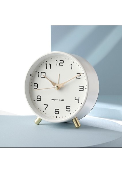 Beyaz Iskandinav Lüks Çalar Saat Dilsiz Çocuk Öğrenci Masası Masa Saati Yatak Odası Çalışma Odası Basit Buzlu Metal Saat (Yurt Dışından)