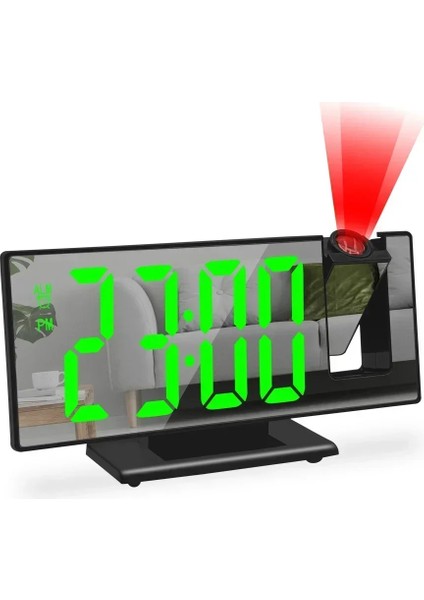 Bg 180 Rotasyon Projeksiyon Zaman Sıcaklık Dijital Erteleme Masa Saati 12/24H USB Projektör Ledsaat (Yurt Dışından)