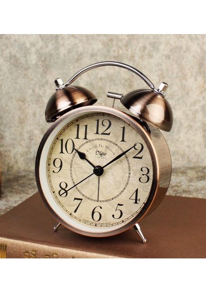 Çift Ikili Zil Vintage Retro Alarm Saati Ağır Uyuyanlar Için Yüksek Sesli Alarm Eski Moda Masa Saati Arka Aydınlatmalı Ev Dekoratif (Yurt Dışından)