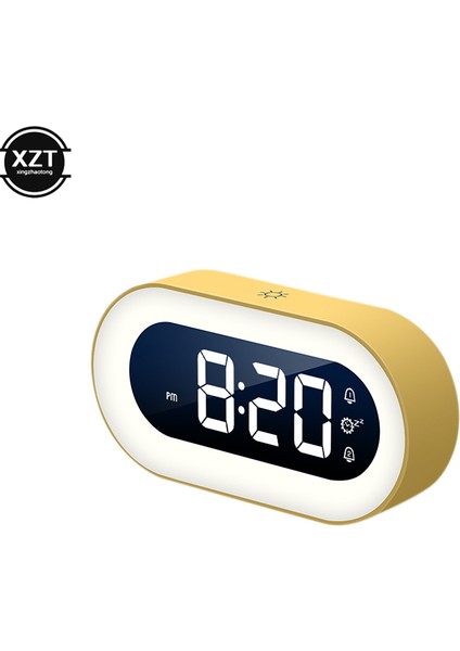 Sarı Moda Müzik LED Dijital Çalar Saat Ses Kontrolü Gece Lambası Tasarım Masaüstü Saatleri Ev Masa Dekoru Dahili 1200MAH Pil (Yurt Dışından)