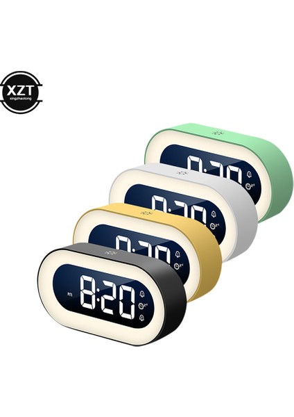 Sarı Moda Müzik LED Dijital Çalar Saat Ses Kontrolü Gece Lambası Tasarım Masaüstü Saatleri Ev Masa Dekoru Dahili 1200MAH Pil (Yurt Dışından)
