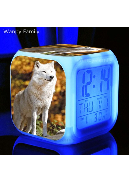 Çikolata Arctic Wolf 7 Renk Değiştiren LED Dijital Çalar Saat Öğrenci Yatak Odası Uyanma Zamanlayıcı Taşınabilir Masa Saati Çocuklar Için Oyuncaklar Hediyeler (Yurt Dışından)