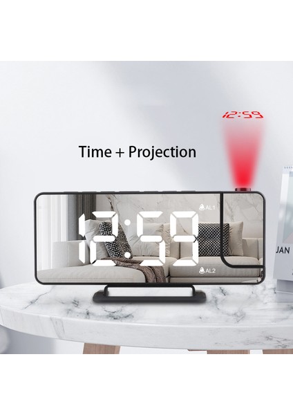 Tip A Dijital Projeksiyon Çalar Saat Sessiz LED Masa Saati Tavan Projeksiyonlu Radyo Fm Otomatik Kısıcı Ağır Uyuyan Çocuklar Yaşlılar Için (Yurt Dışından)
