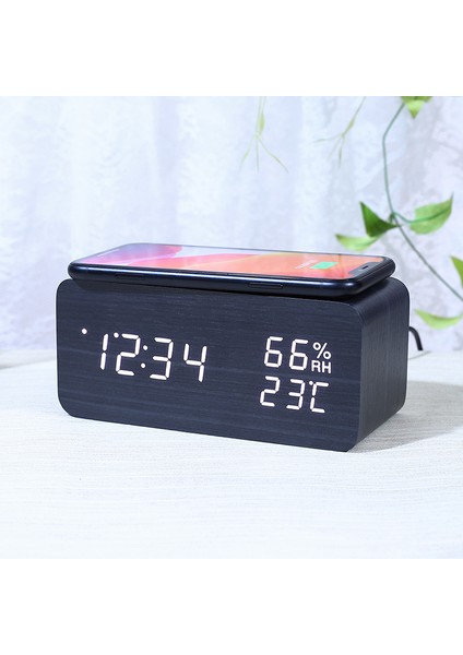 Beyaz Ahşap Yaratıcı Ahşap Saat LED Dijital Çalar Saat Çok Fonksiyonlu Sürekli Takvim Ses Kontrolü Elektronik Çalar Saat (Yurt Dışından) fiyatları