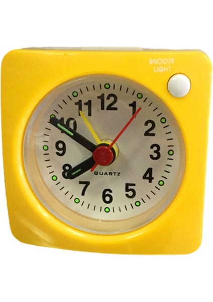 Sarı Mini Kare Başucu Sessiz Süpürme Çalar Saati Öğrenci Sessiz Erteleme Çalar Saati Tik Tak Sesi Olmayan LED Erteleme Işığı Dekoru (Yurt Dışından)
