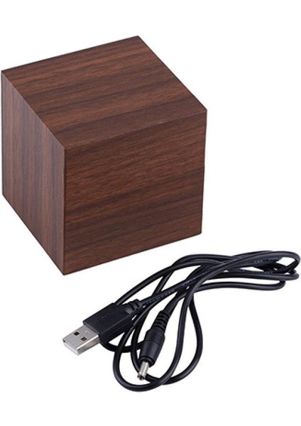 Kahverengi Modern Ahşap Küp Dijital LED Termometre Zamanlayıcı Takvim Masa Çalar Saat Masa Masa Mutfak Aksesuarları Kompakt Retro Iskandinav (Yurt Dışından)