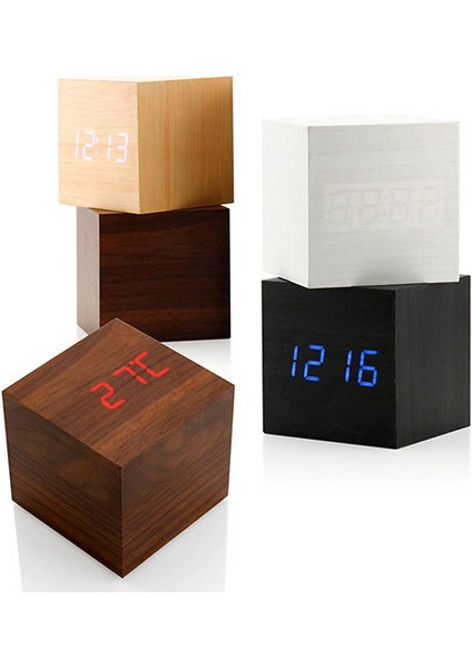 Kahverengi Modern Ahşap Küp Dijital LED Termometre Zamanlayıcı Takvim Masa Çalar Saat Masa Masa Mutfak Aksesuarları Kompakt Retro Iskandinav (Yurt Dışından) fiyatları