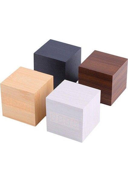 Kahverengi Modern Ahşap Küp Dijital LED Termometre Zamanlayıcı Takvim Masa Çalar Saat Masa Masa Mutfak Aksesuarları Kompakt Retro Iskandinav (Yurt Dışından) modelleri